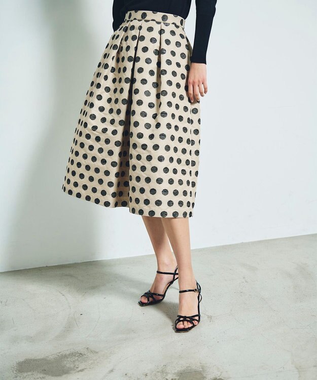 GRACE CONTINENTAL ラメドットジャガードスカート ベージュ