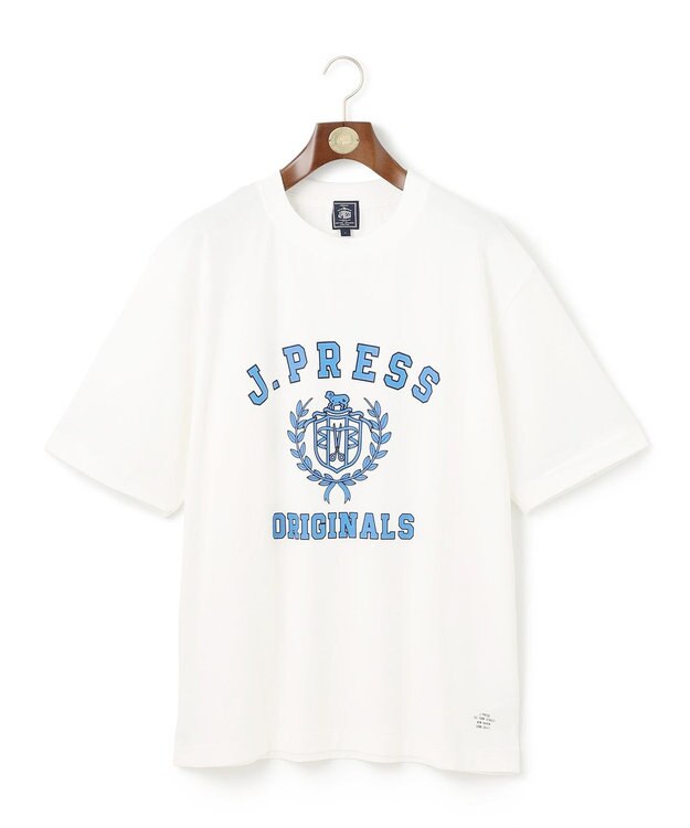 J.PRESS MEN 【J.PRESS ORIGINALS】【UNISEX】Cotton Jersey CRST Logo T-shirt ホワイト系