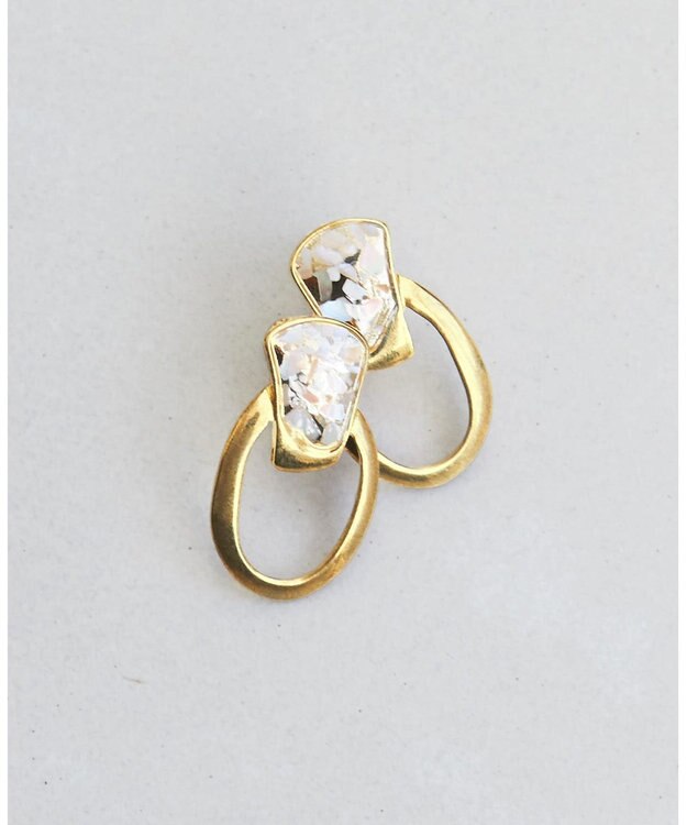 ANY SIS 【美人百花11月号掲載】クリアシェル イヤリング ゴールド