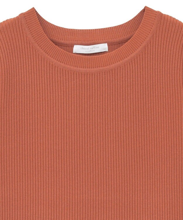 Green Parks 袖レイヤー５分袖ニットプルオーバー Orange