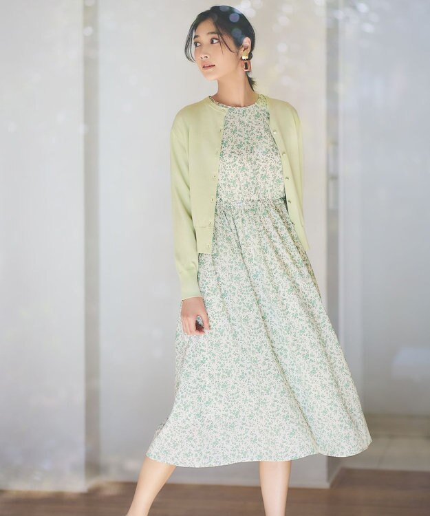 組曲 【8色展開・アンサンブル対応】ブーケカラーカーディガン グリーン系