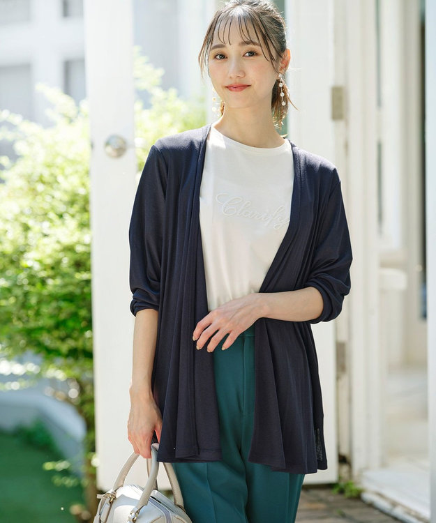 ANY SIS 【洗える】サラサラ着流し カーディガン ネイビー