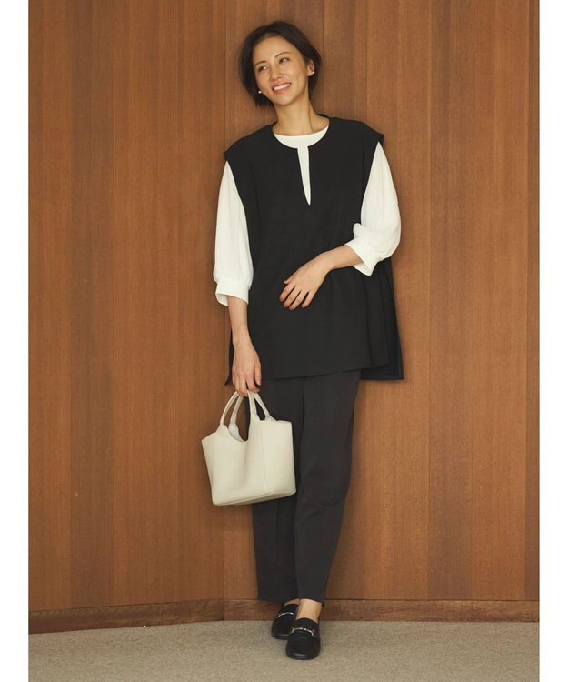 Green Parks キーネックカットベスト Black