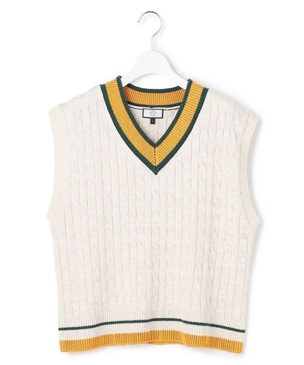 J.PRESS YORK STREET 【WOMEN】ケーブルチルデン ニットベスト アイボリー系
