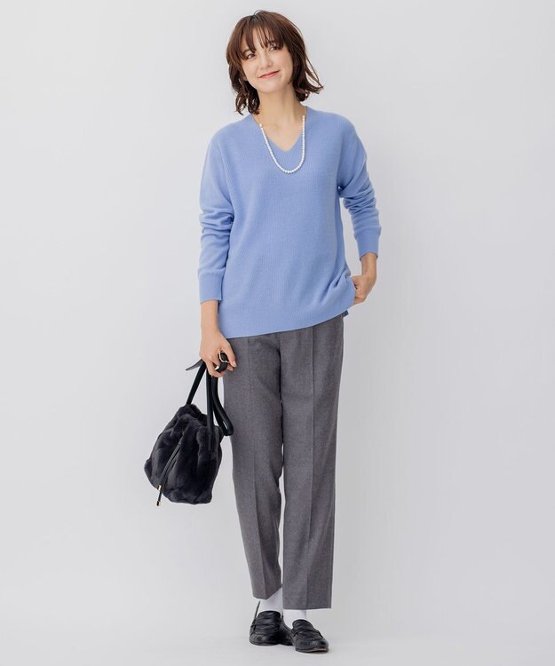 23区 【CLASSY.1月号掲載】ウールミルドストレッチ テーパードパンツ チャコール