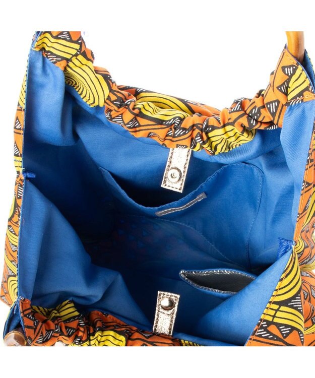 UNBILLION カシュカシュ cachecache / アフリカンプリントバンブーハンドルトート オレンジ