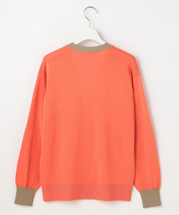 自由区 S カラーブロック カーディガン オレンジ×モカ