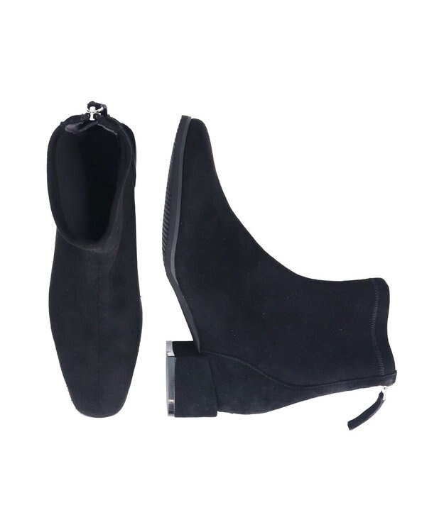 Bridget Birkin 【PARADIS COULEUR】スクエアトウバックジップストレッチブーツ ブラックスウェード