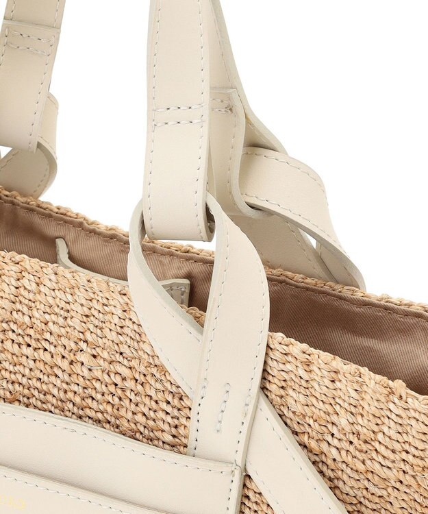 23区 【先行予約】VIOLAd'ORO アバカ レザーポケット 2WAY トートバッグ ホワイト系