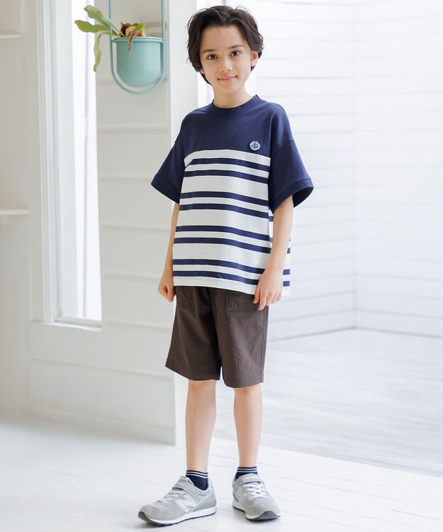 J.PRESS KIDS  【100-130cm】 ボーダービックシルエットＴシャツ ネイビー