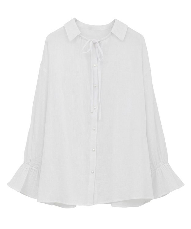 CRAFT STANDARD BOUTIQUE 衿ギャザーシャツブラウス White