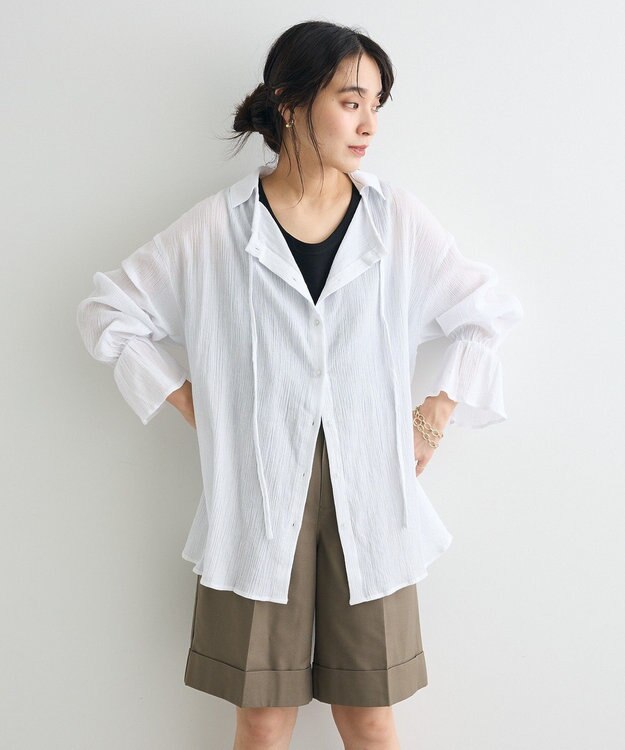 CRAFT STANDARD BOUTIQUE 衿ギャザーシャツブラウス White