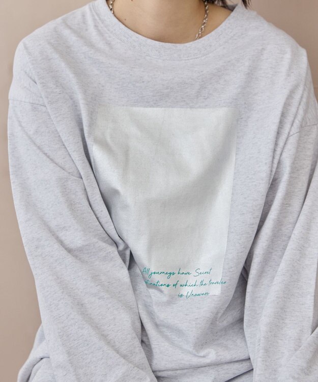 AMERICAN HOLIC ボックス箔プリントロングTシャツ Gray Mixture