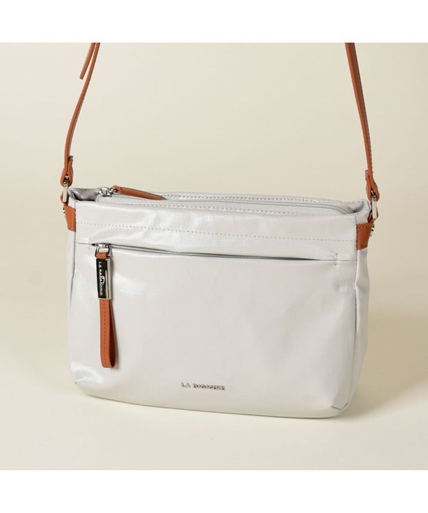 LA BAGAGERIE コーティングキャンバス ミニショルダーバッグ アイボリー
