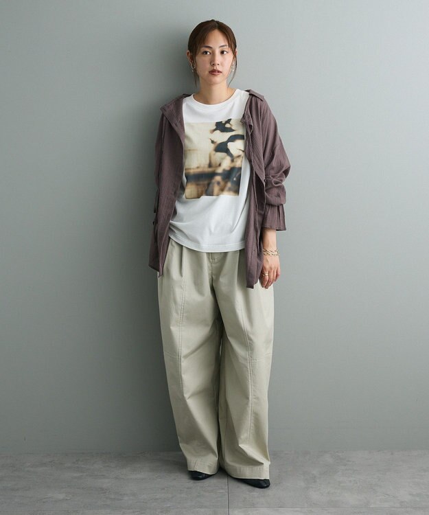 CRAFT STANDARD BOUTIQUE 衿ギャザーシャツブラウス Charcoal Gray