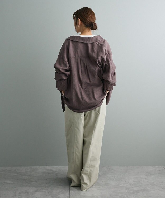 CRAFT STANDARD BOUTIQUE 衿ギャザーシャツブラウス Charcoal Gray