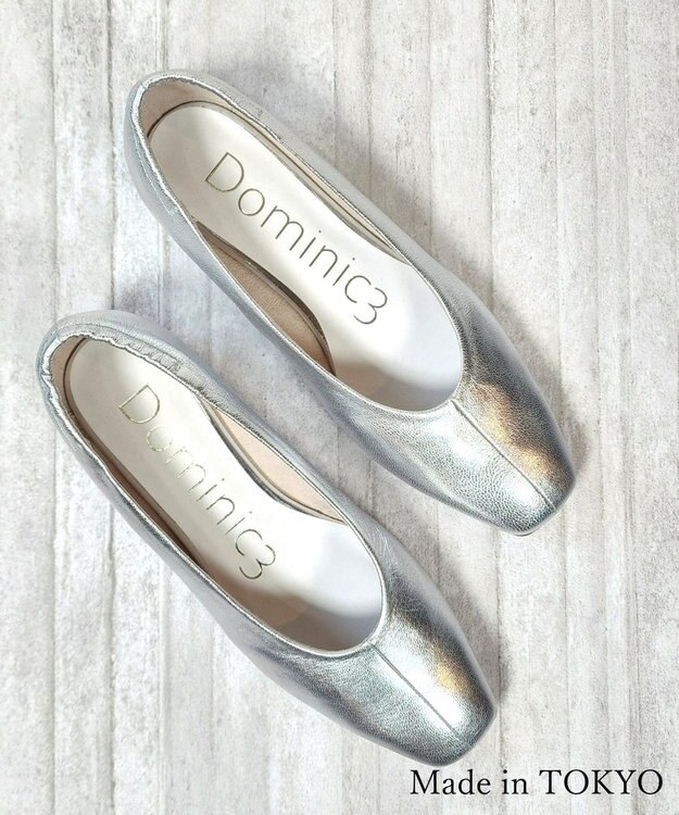 Dominic3 シープレザー バックゴムソフトパンプス シルバー