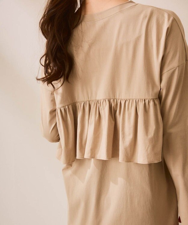 OP／FILA 【Ocean Pacific】バックフリルラッシュガード  レギンスセットウェア ベージュ