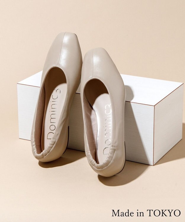 Dominic3 シープレザー バックゴムソフトパンプス ベージュ
