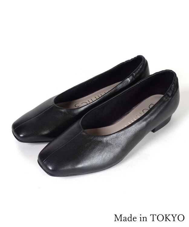 Dominic3 シープレザー バックゴムソフトパンプス ブラック