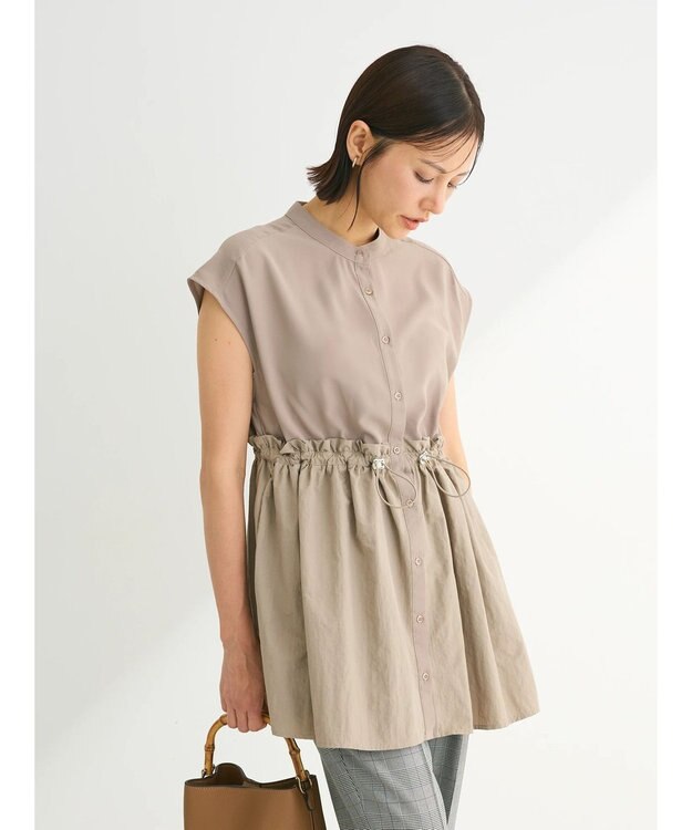 Green Parks 異素材ドッキングチュニック Beige