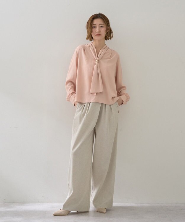 YECCA VECCA スカーフリング付きボウタイブラウス Pink