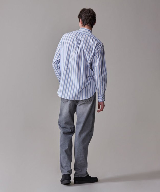 J.PRESS MEN 【SOMELOS】マルチストライプ バンドカラーシャツ ブルー系1