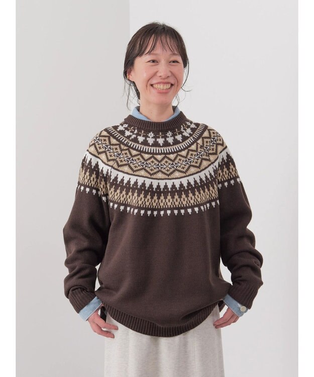 CRAFT STANDARD BOUTIQUE 【男女兼用】求心柄クルーネックニット Brown