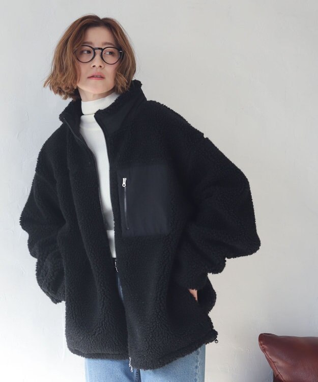 WEGO 【2025年秋冬新作アイテム/ユニセックス着用ITEM/SMLサイズ展開】ボアブルゾン ブラック