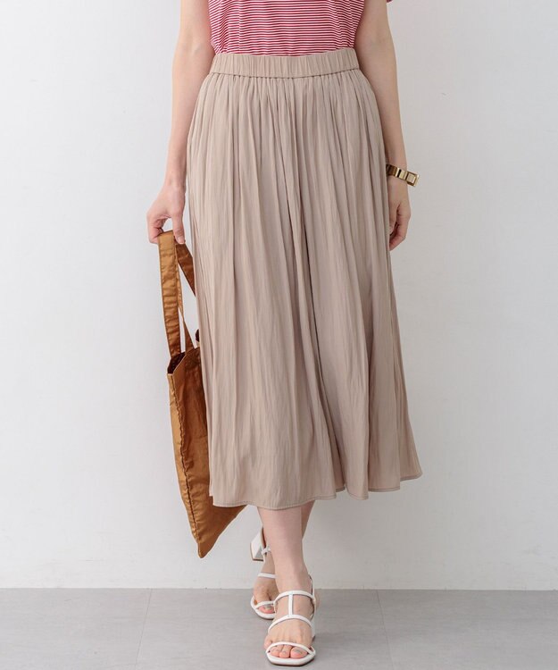 組曲 ギャザーライトデシン パンツ ベージュ系