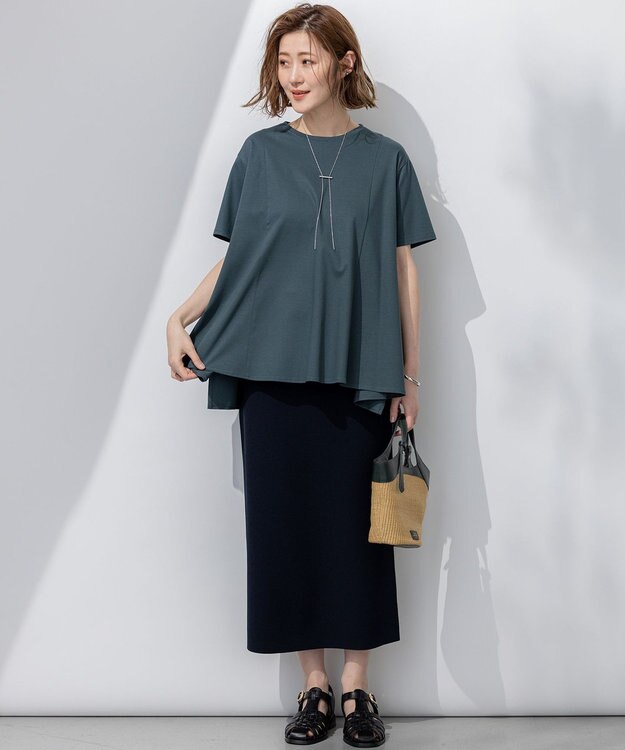 23区 S 【WEB&一部店舗限定/洗える】レーヨンポリエステルストレッチ タイト スカート ネイビー系