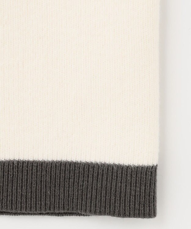 自由区 L 【洗える】コットンカシミヤ ボーダーニット ホワイト系1