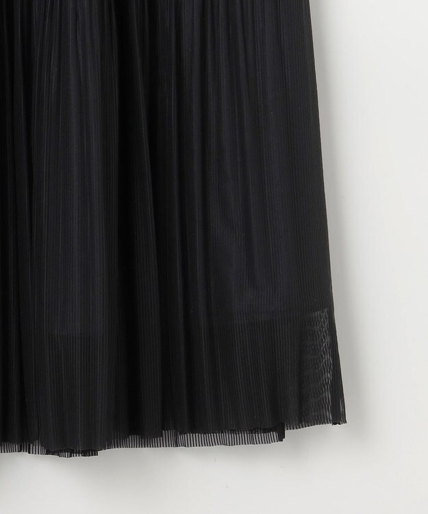 ANY SIS 【洗える】シアーストライププリーツ スカート ブラック系