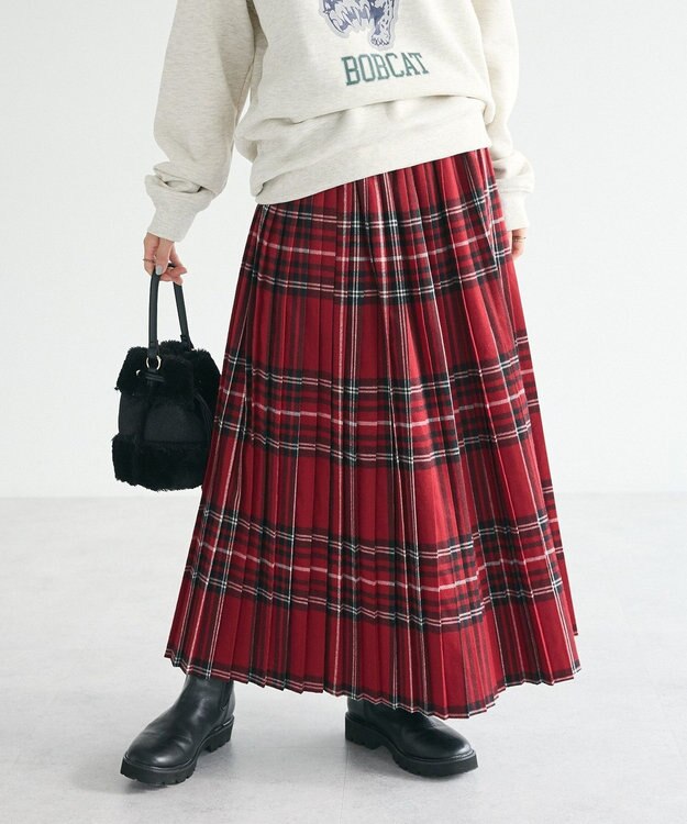 CRAFT STANDARD BOUTIQUE チェックプリーツスカート Red