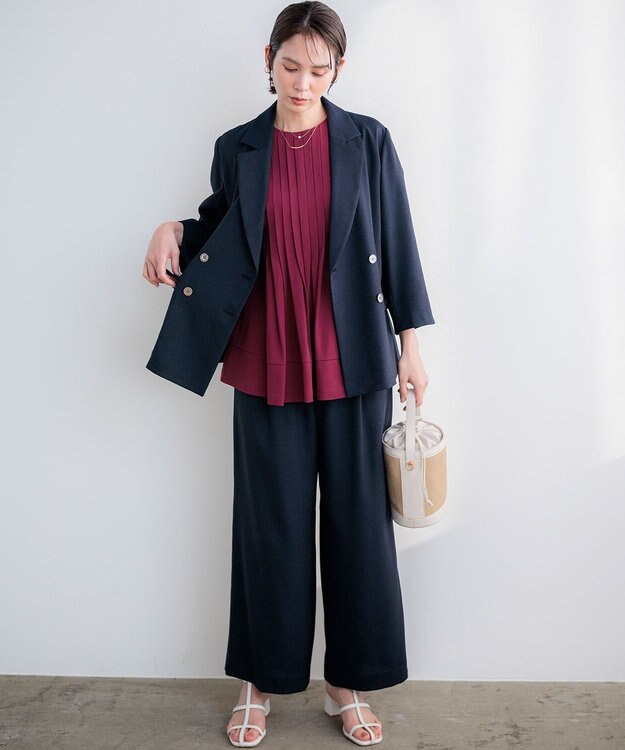 組曲 ライトリネンライク ジャケット ネイビー系