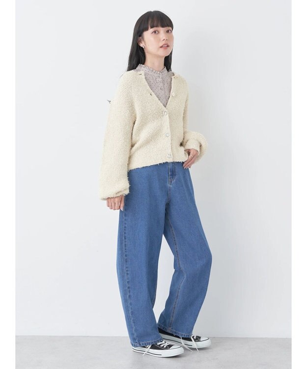 earth music&ecology カールヤーンカーディガン Ivory