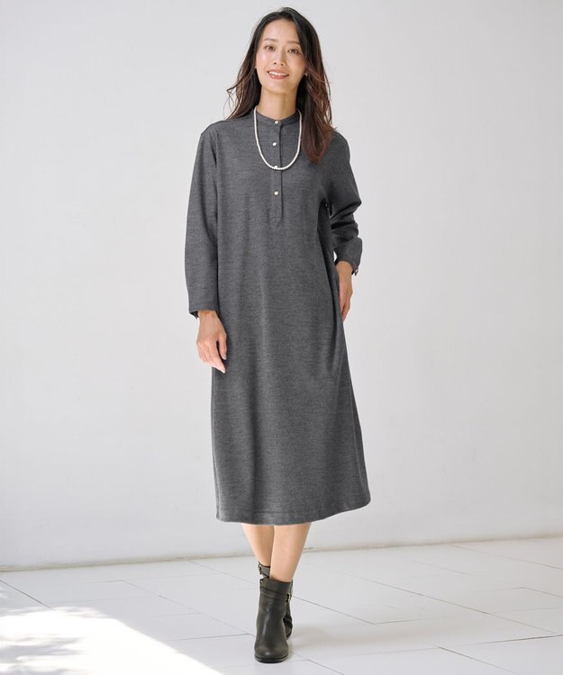 J.PRESS LADIES ウールスムース ワンピース グレー系