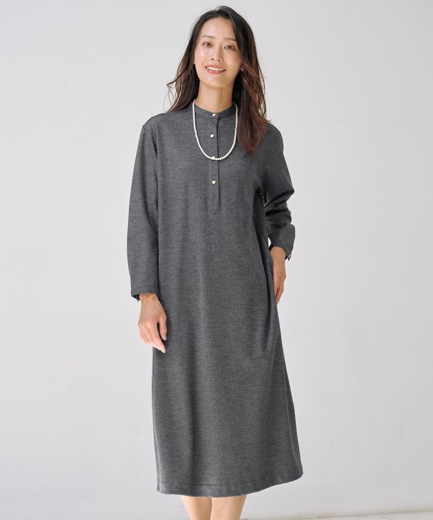 J.PRESS LADIES ウールスムース ワンピース グレー系
