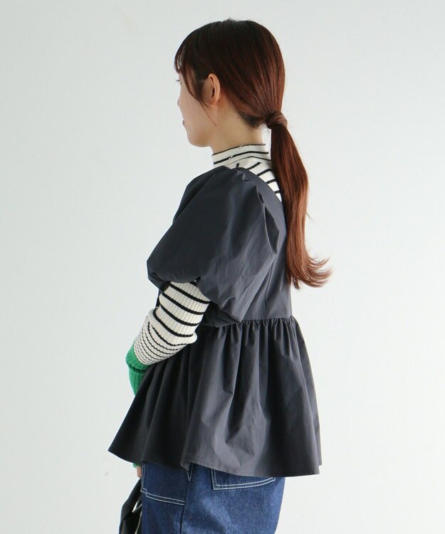 CRAFT STANDARD BOUTIQUE パフスリーブペプラムブラウス Black