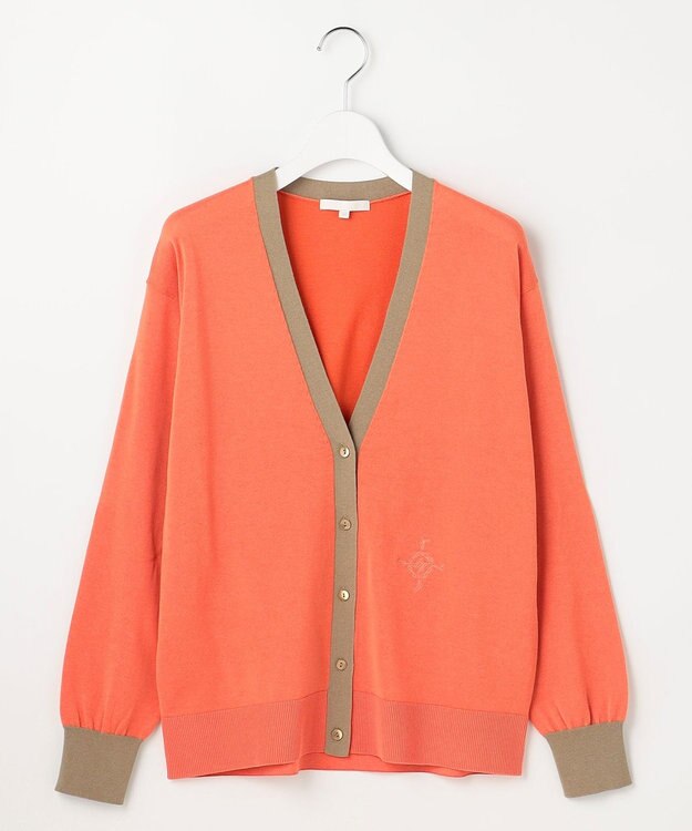 自由区 S カラーブロック カーディガン オレンジ×モカ