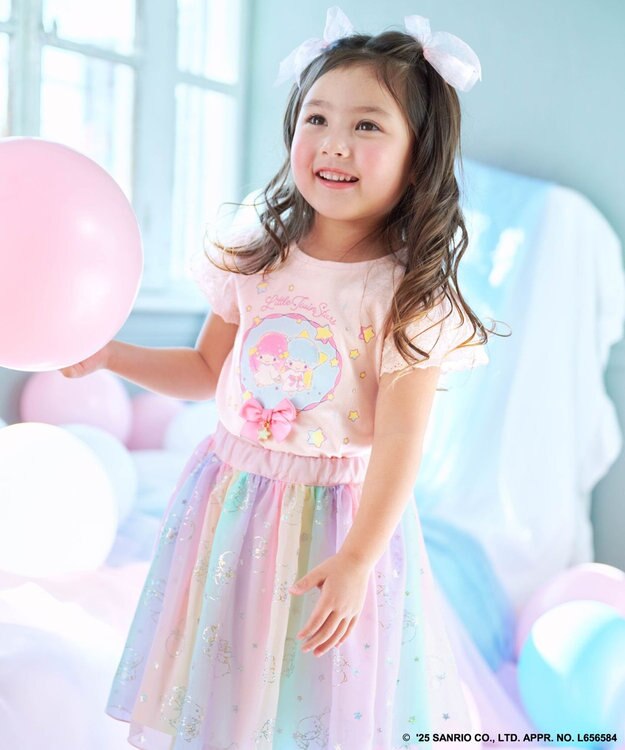 ANY KIDS 【any FAM× リトルツインスターズ 】キキ＆ララ 袖レースTシャツ ピンク