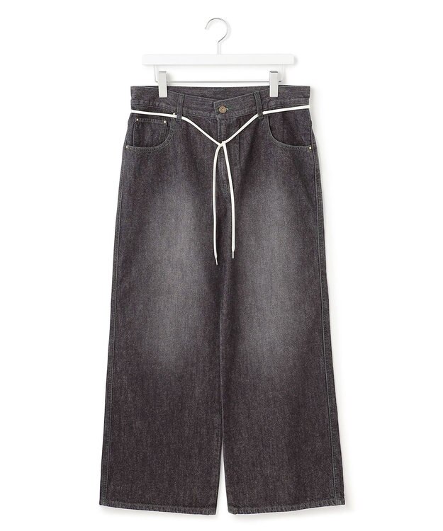 J.PRESS YORK STREET 【UNISEX】ウォッシュドワイド デニムパンツ ブラック系