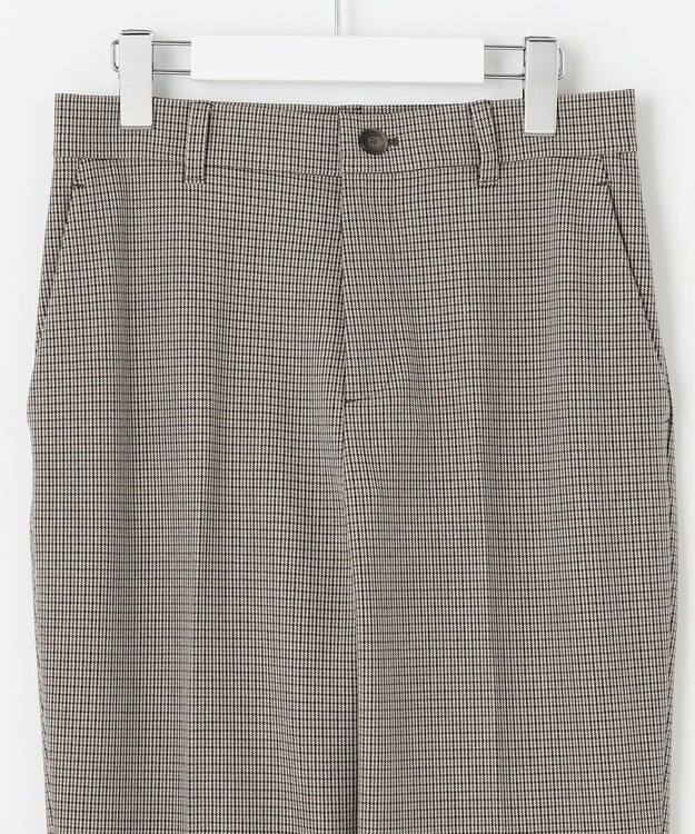 自由区 【撥水加工・洗える】TRギャバチェック柄テーパード パンツ ベージュ系チェック