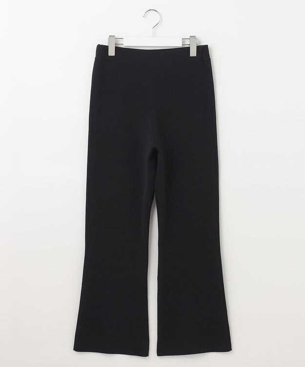 自由区 【XSサイズ～/洗える/セット着用可】ドライコットンハイゲージ フレアシルエット ニットパンツ ネイビー系