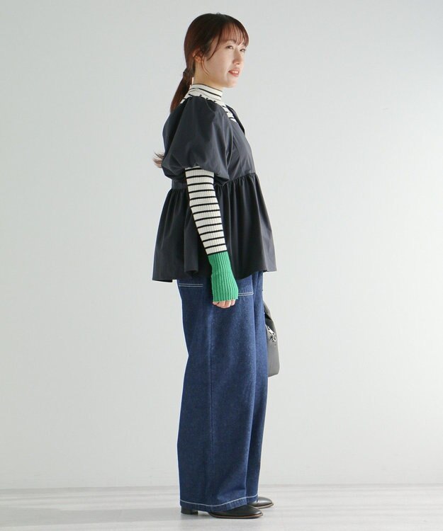 CRAFT STANDARD BOUTIQUE パフスリーブペプラムブラウス Black