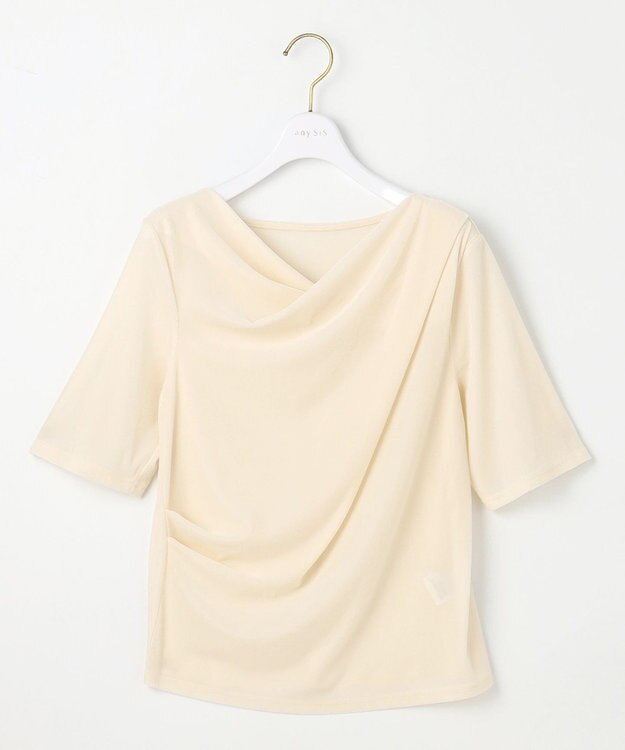ANY SIS 【洗える】シアーベロアドレープ Tシャツ アイボリー