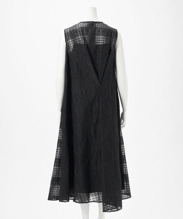 23区 【エステータ】シャドーチェック アシンメトリー ワンピース ブラック系