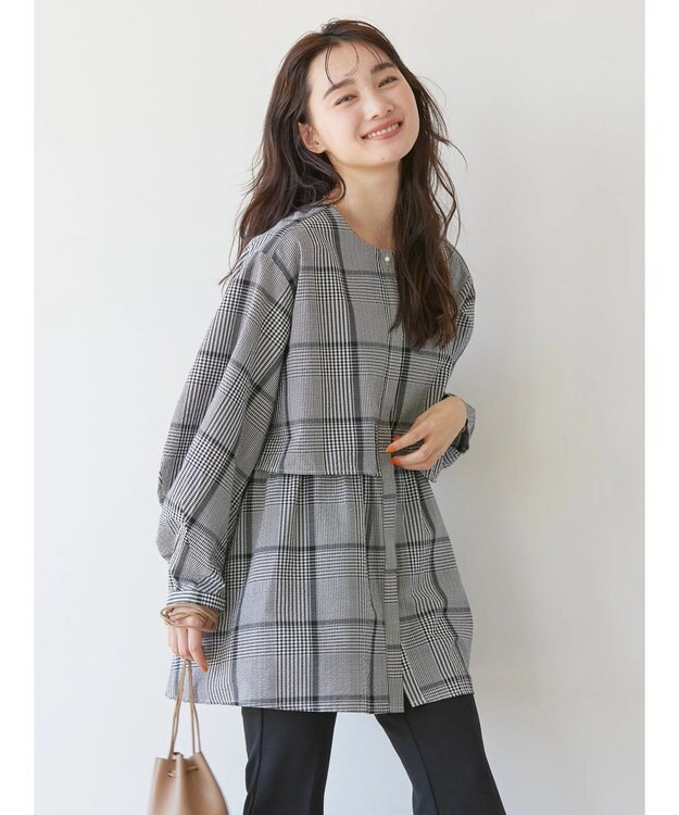 AMERICAN HOLIC サッカーワントーンティアードチュニック Gingham Check
