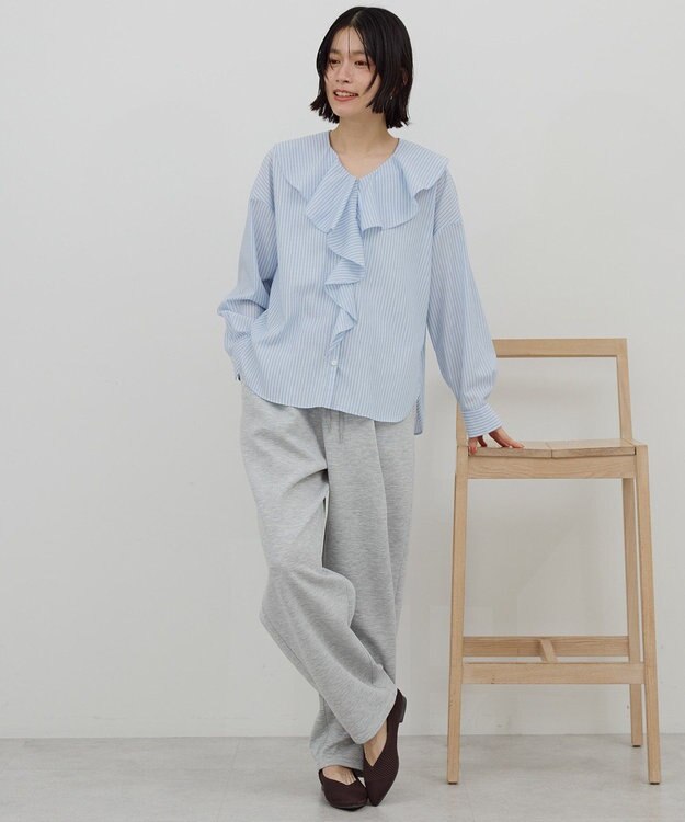 AMERICAN HOLIC 【イージーケア】ラッフルブラウス Stripe