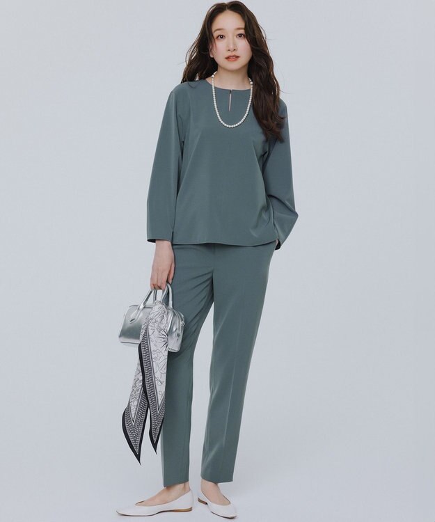 23区 L 【セットアップ対応/洗える】2WAYストレッチツイル ドロスト パンツ モスグリーン系